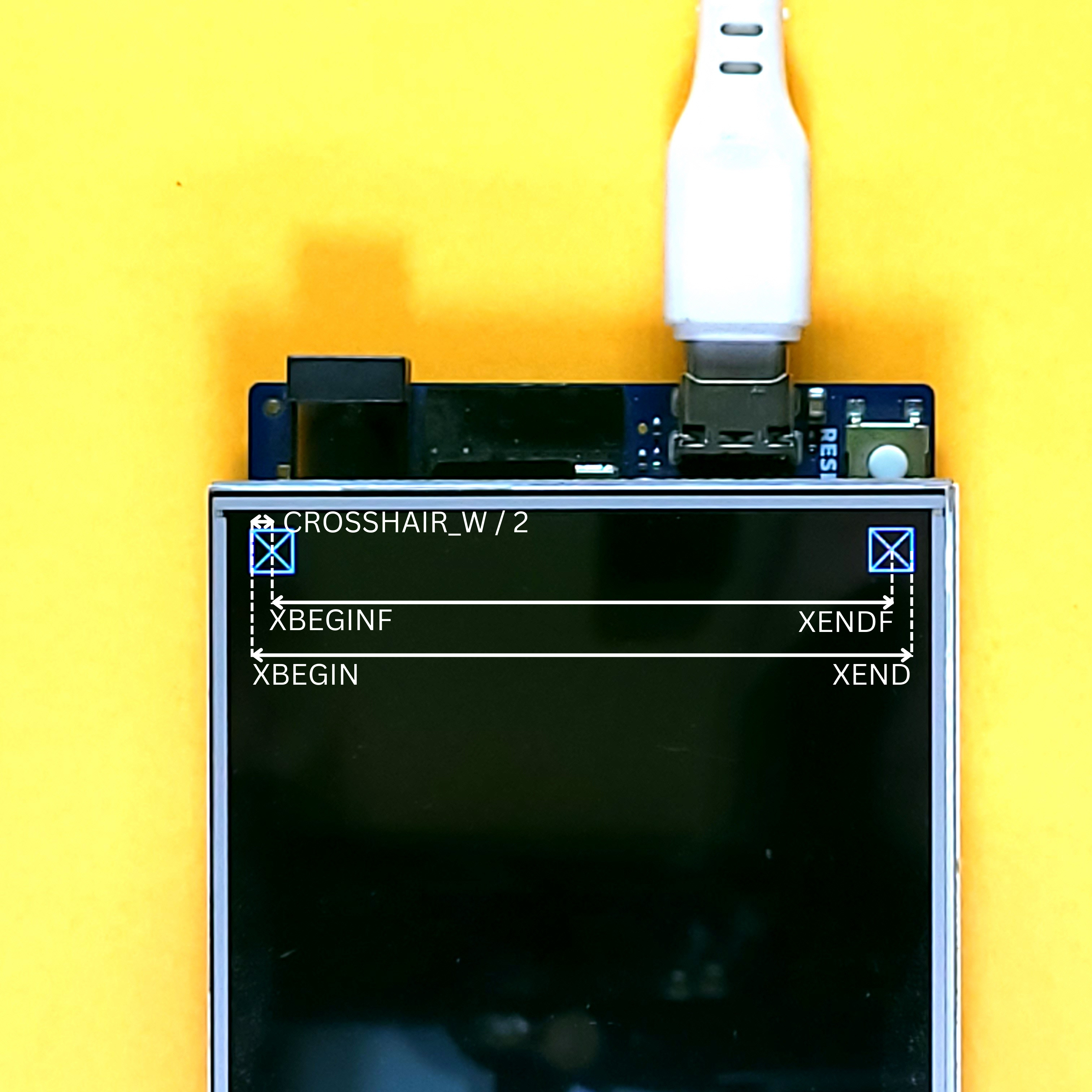 Visualizing crosshair positions & measurements on the ILI9486 TFT LCD Shield