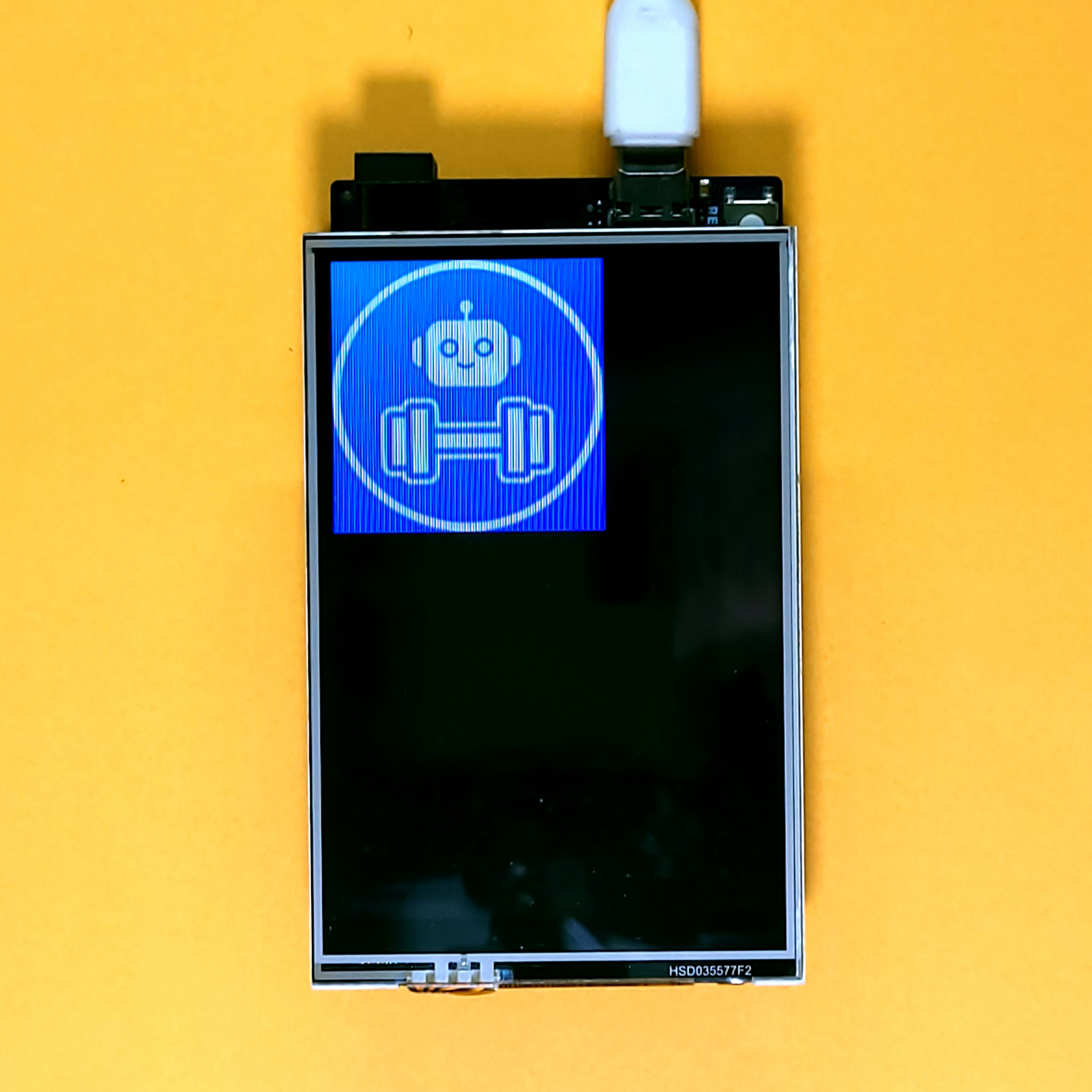 Bitmap file depicting dumblebots logo drawn on the top-left corner of the ILI9486 TFT LCD Shield after being read from the SD Card
